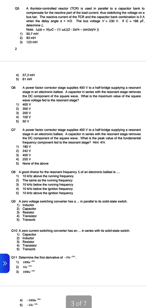 SOLVED A Thyristor controlled Reactor TCR Is Used In Parallel To A 