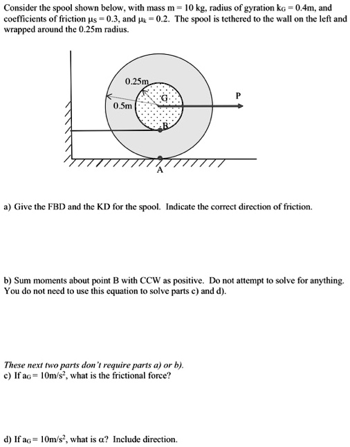 Consider the spool shown below with mass m 10 kg; rad… - SolvedLib