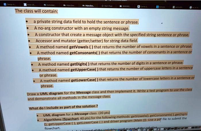 The class will contain: • a private string data field to hold the ...