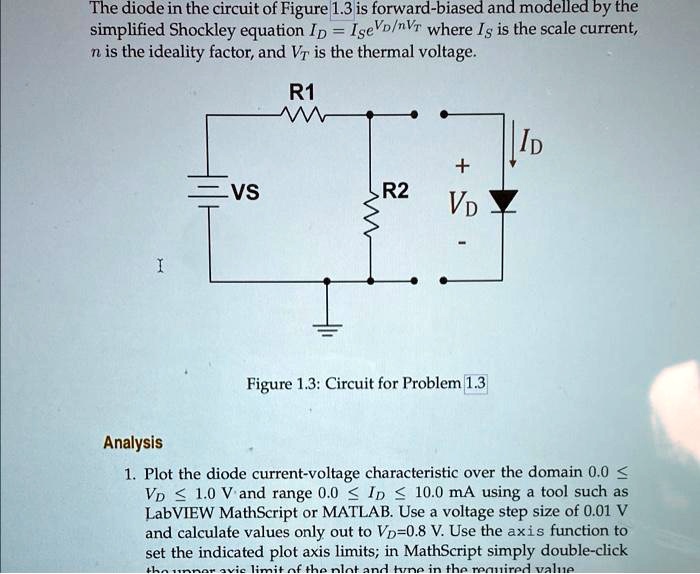 SOLVED The diode in the circuit of Figure 1.3 is forwardbiased and