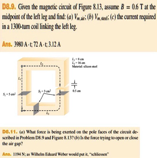 D8.9. Given The Magnetic Circuit Of Figure 8.13, Assume B=0.6 T At The ...