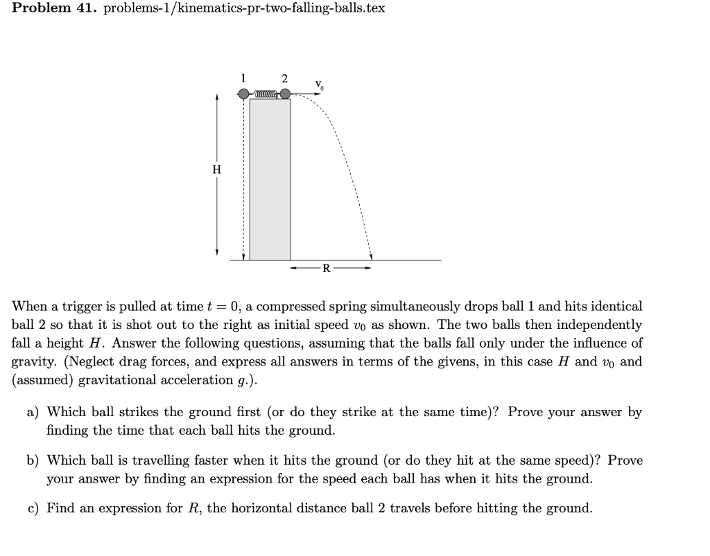 problem 41 problems 1 kinematics pr two falling balls tex when a ...