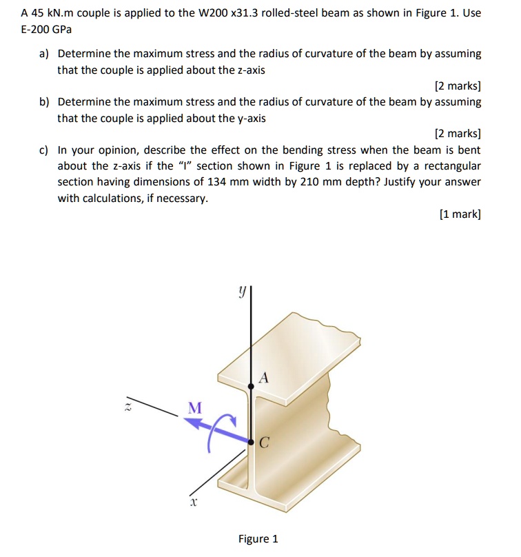 solved-a-45-kn-m-couple-is-applied-to-the-w200-x-31-3-rolled-steel