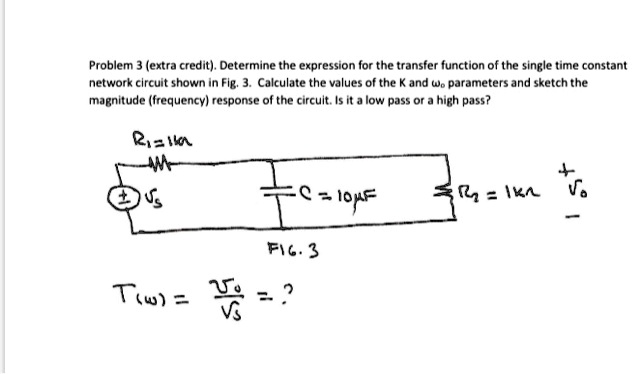 SOLVED: Problem 3 (Extra Credit): Determine the expression for the ...