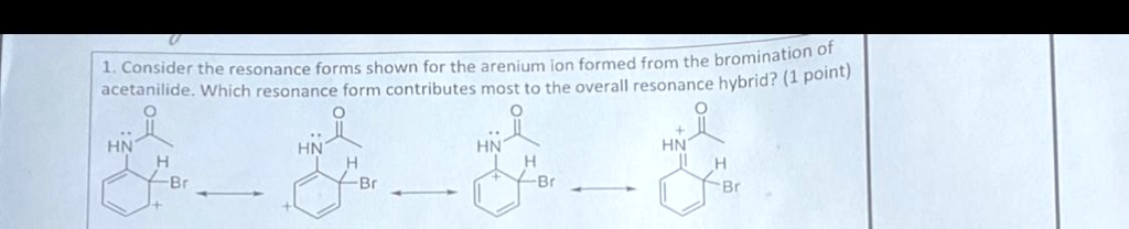 SOLVED: 1, Consider the resonance forms shown for the arenium ion ...