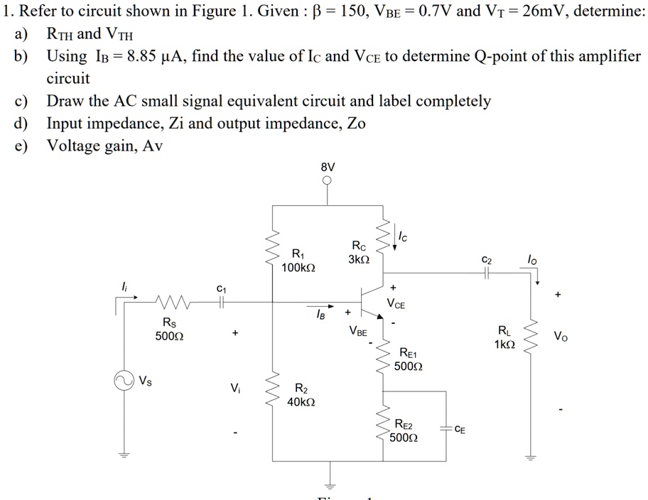 Drawing For Rth Texts: 1. Refer to the circuit shown in Figure 1. Given: VCC = 150V ...