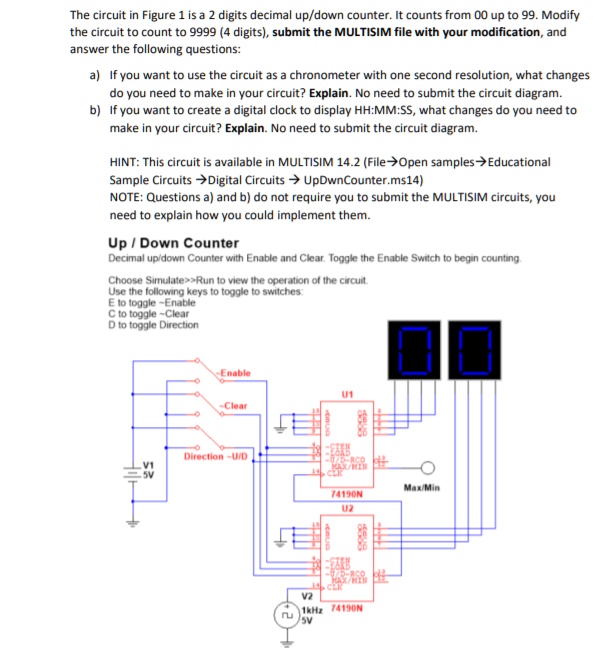 The circuit in Figure 1 is a 2 digits decimal up/down counter. It ...