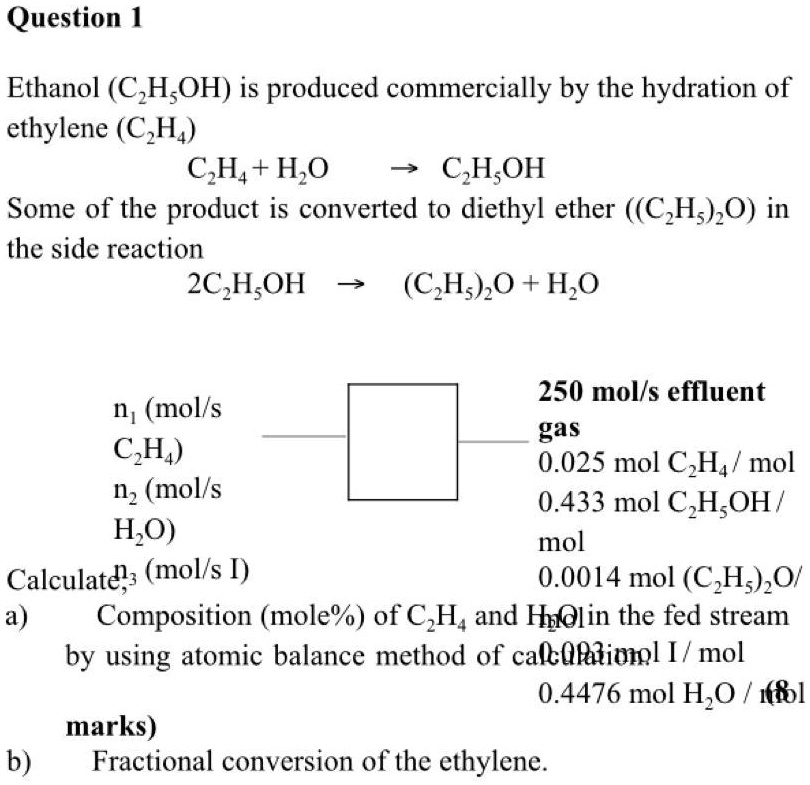 SOLVED Ethanol C2H5OH is produced commercially by the hydration