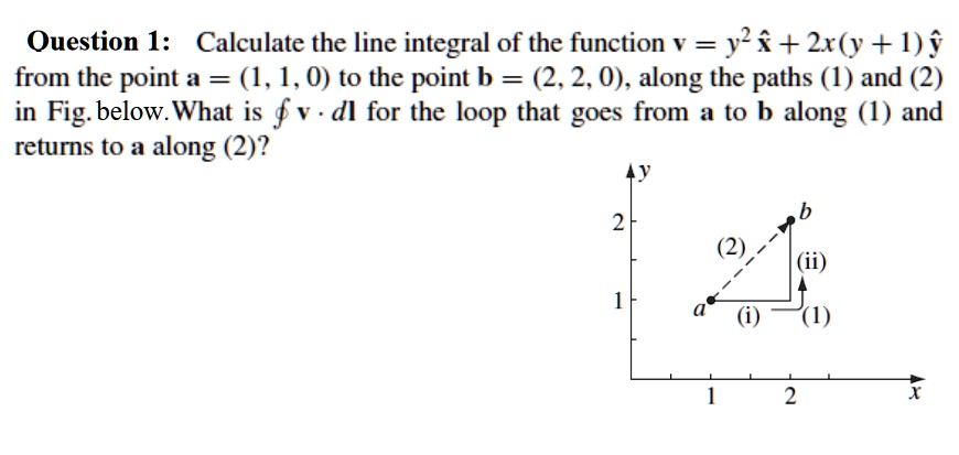 Solved: Question 1: Calculate The Line Integral Of The Function V = Y^2 