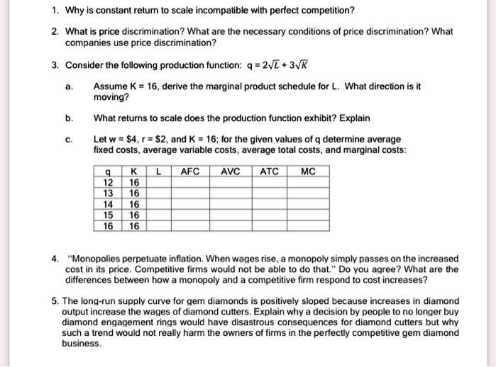 Solved 1. Explain why a perfectly competitive firm would or