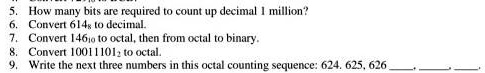 SOLVED: How many bits are required to count up to one million? Convert ...