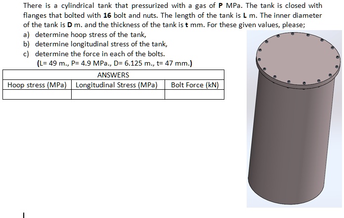 There is a cylindrical tank that pressurized with a gas of P MPa. The ...