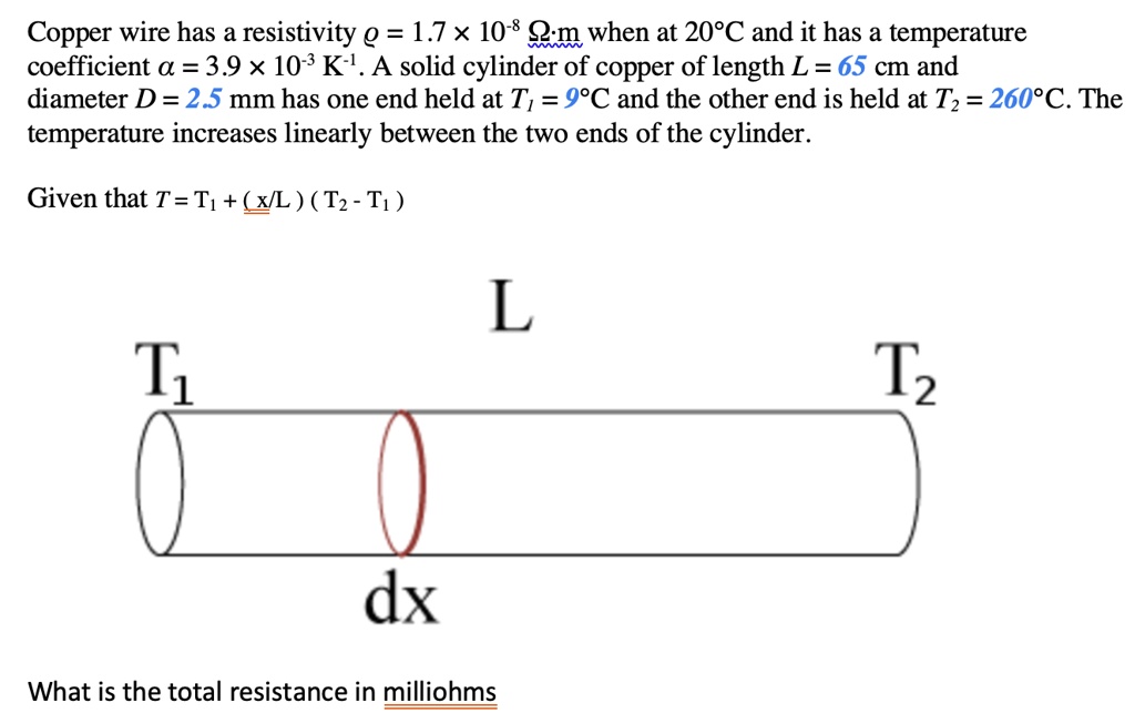 SOLVED Copper wire has a resistivity = 1.7 x 108 Qm when at 20*C