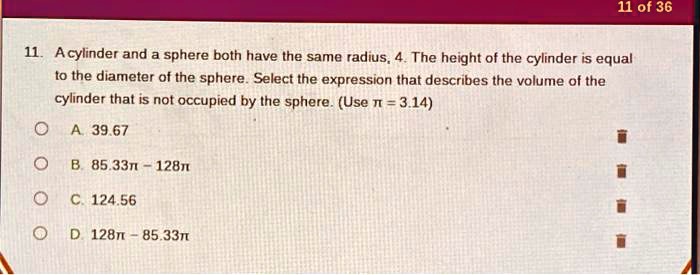 SOLVED: A cylinder and a sphere both have the same radius. The height