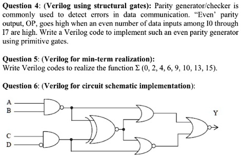Solved Question 4 Verilog Using Structural Gates Parity Generator
