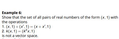 Example 6: Show that the set of all pairs of real numbers of the form ...