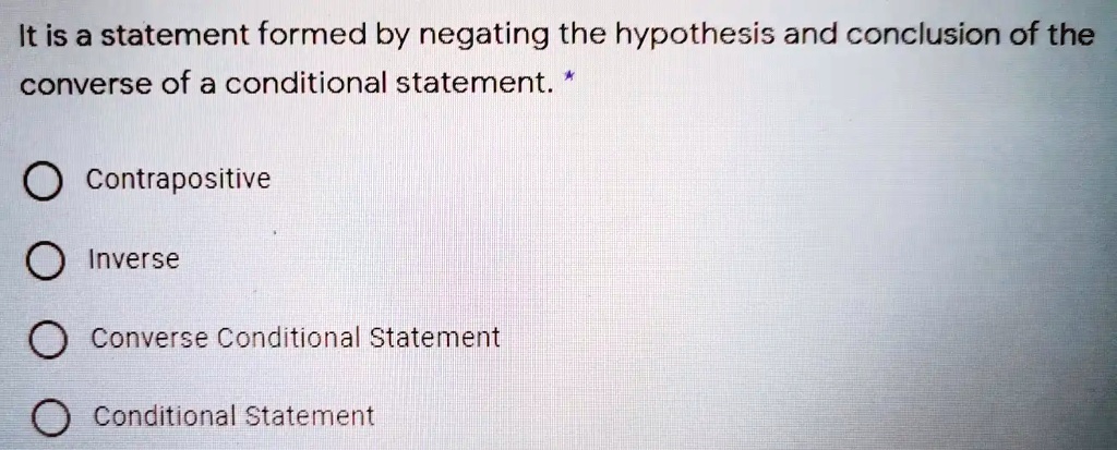 formed by negating the hypothesis and conclusion