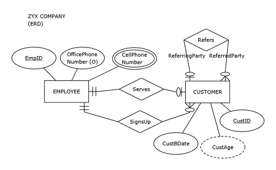 Solved Observe The Er Diagram For The Zyx Company In The Space Below