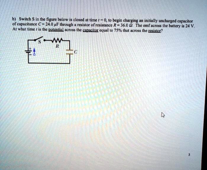 SOLVED Switch S in the figure below is closed at time t=0, to begin