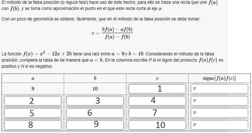 el metodo de ia falsa posicion regula falsi hace uso de este hecho para ...