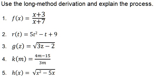 use the long method derivation and explain the process x3 fx x7 rt st2  t 9 g2 v3z 2 4m 15 km 3m hkx vxz sx 85352