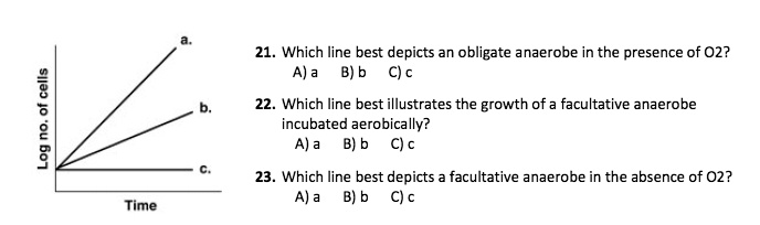 SOLVED: Which line best depicts an obligate anaerobe in the presence of ...