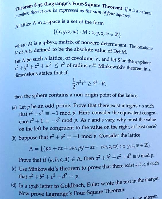 LAGRANGE'S FOUR SQUARE THEOREM  Theorems, Lagrange theorem, Number theory