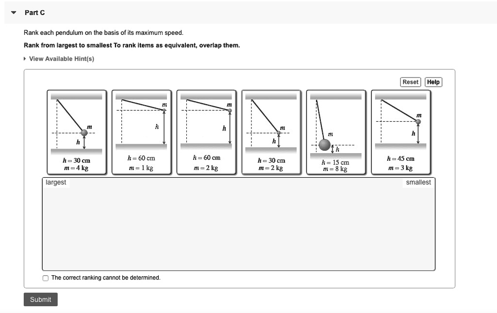SOLVED: Pendulum Ranking by Maximum Speed: Rank each pendulum on the