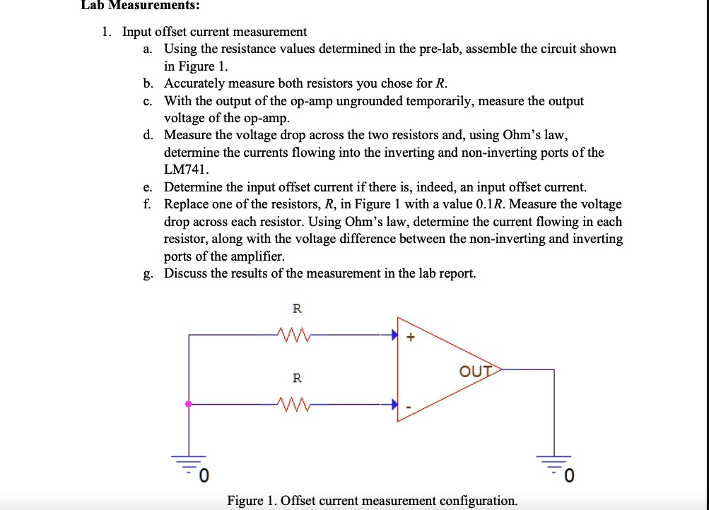 Lab Measurements: 1. Input offset current measurement a. Using the ...