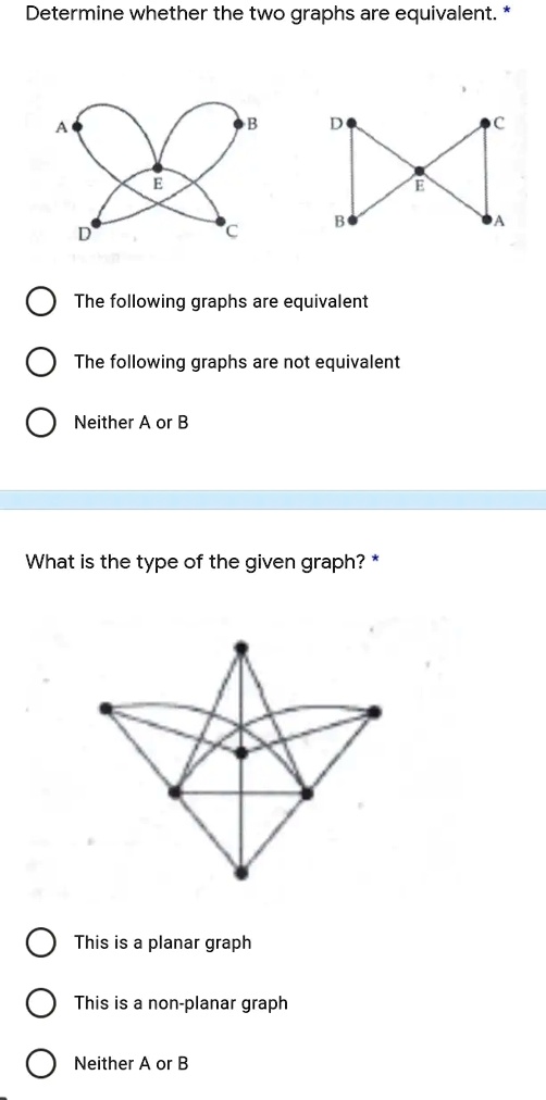 [GET ANSWER] Determine whether the two graphs are equivalent. * A D E B ...