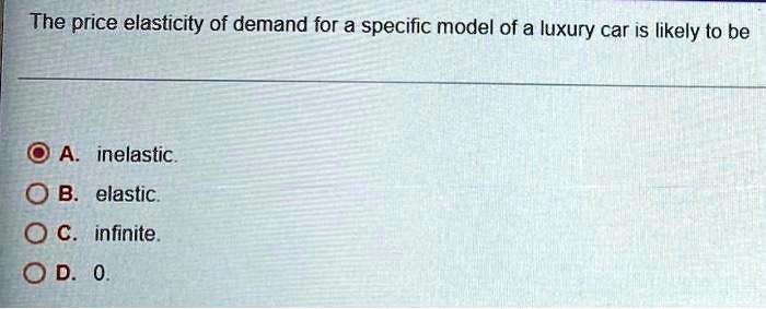 SOLVED: The price elasticity of demand for a specific model of a luxury ...