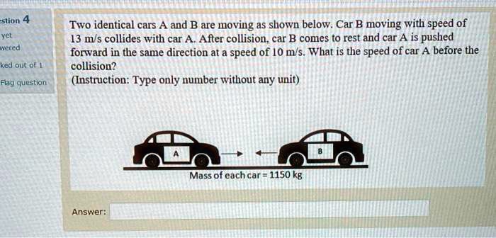 SOLVED: Slioll Two Identical Cars A And B Are Moving As Shown Below ...