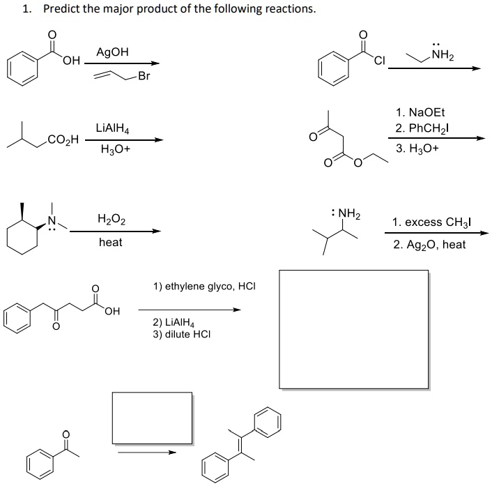 [GET ANSWER] 1. Predict the major product of the following reactions ...
