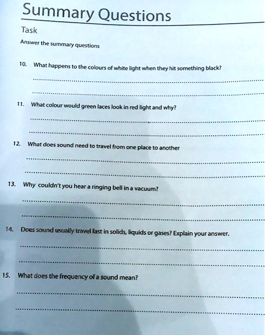 SOLVED Summary Questions Task Answer the summary questions What