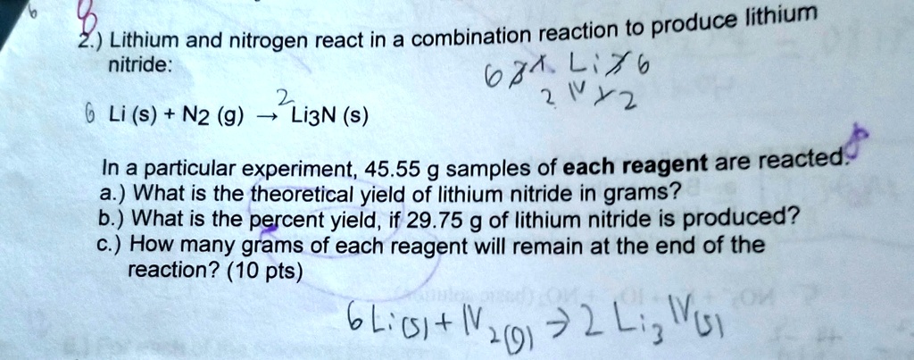 SOLVED: produce lithium Lithium and nitrogen react in a combination