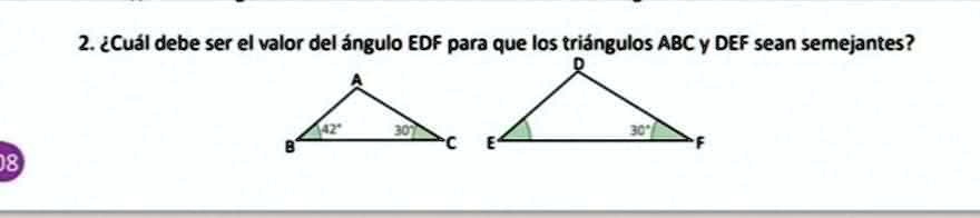 SOLVED: Cual debe ser el valor del angulo EDF para que los triangulos ...