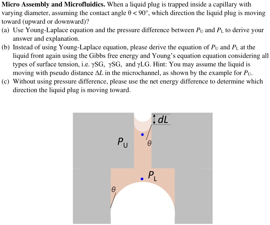 SOLVED Micro Assembly and Microfluidics. When a liquid plug is trapped