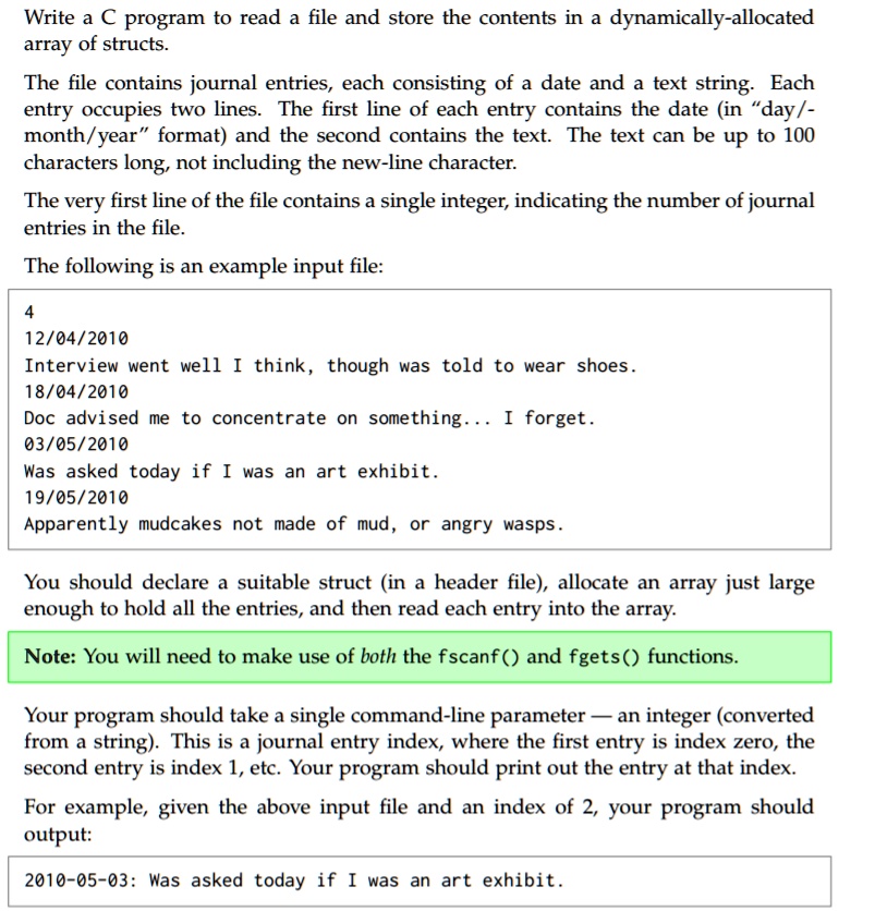 SOLVED: Write a C program to read a file and store the contents in a ...
