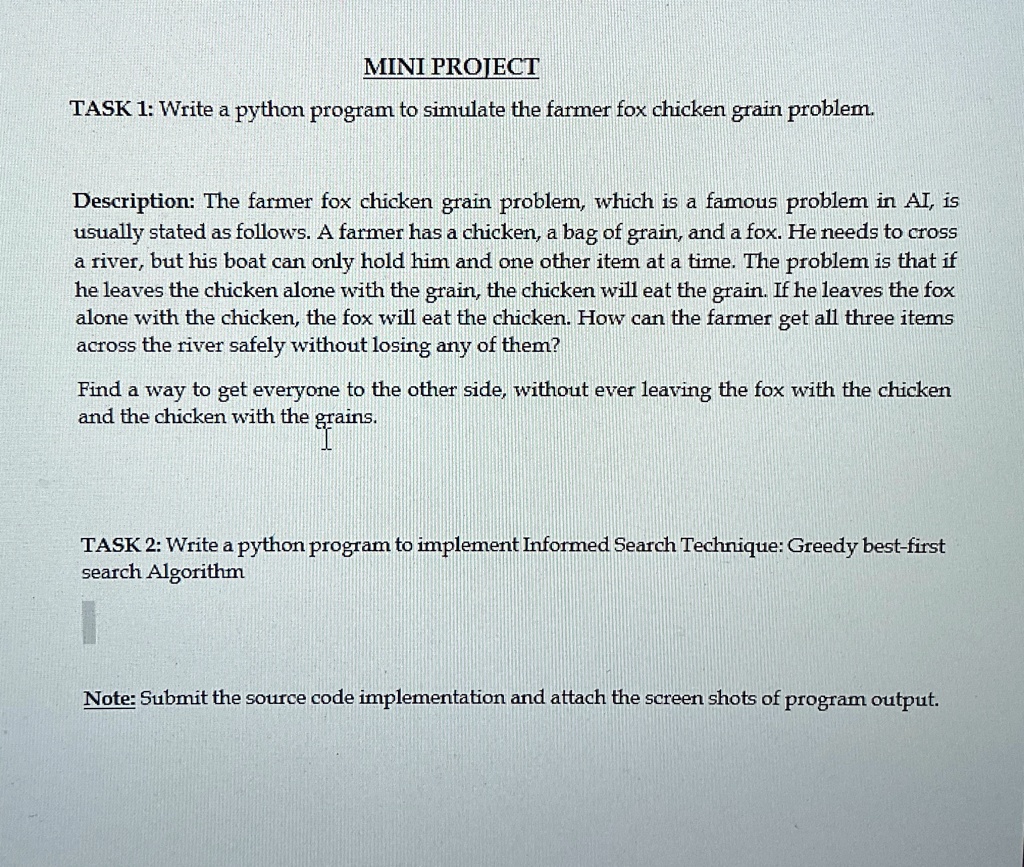 mini proiect task 1 write a python program to simulate the farmer fox ...