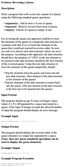 Title: Reversing a Queue using C++ Program Description: Write a program ...