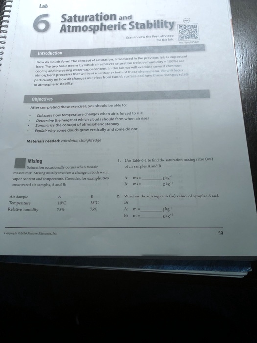 SOLVED Lab Saturation And 6 Atmospheric Stability H Teneduction