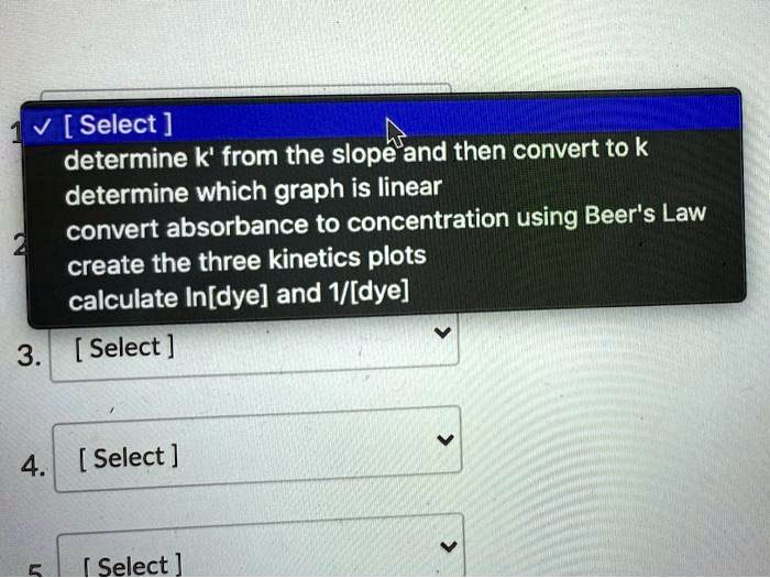 SOLVED [Select ] determine k' from the slope and then convert to k