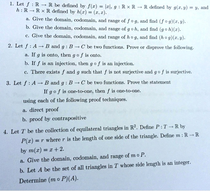 Solved Let F R R Be Defined By F R Iz 9 R R R Defined By G 1 V V And H R R X R Defined By H R