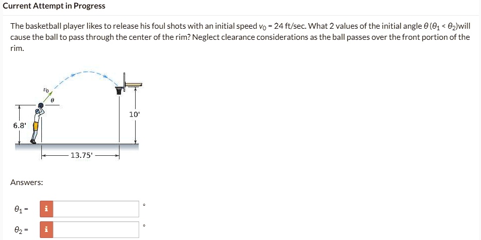 Solved The Basketball Player Likes To Release His Foul Shots With An Initial Speed Vo Of 24 Ft