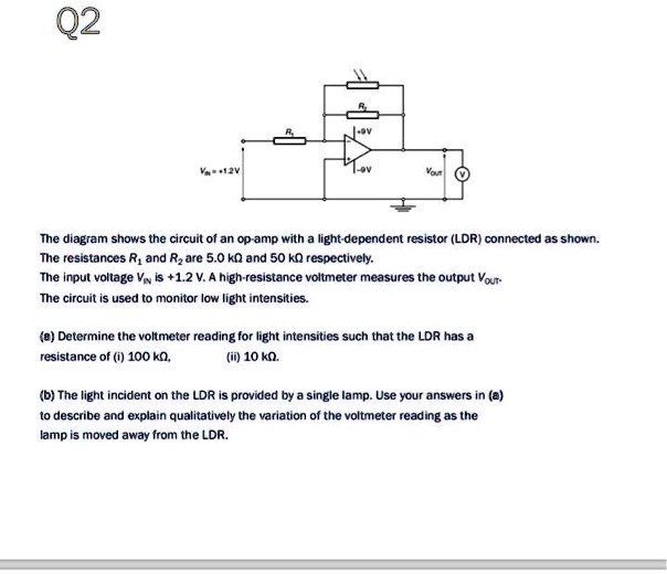 SOLVED The diagram shows the circuit of an opamp with a light