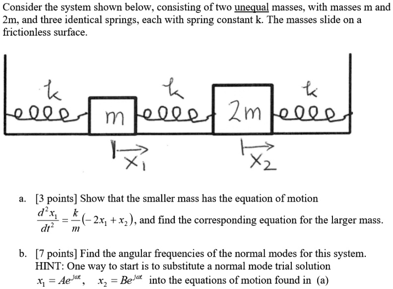 SOLVED Consider the system shown below, consisting of two unequal