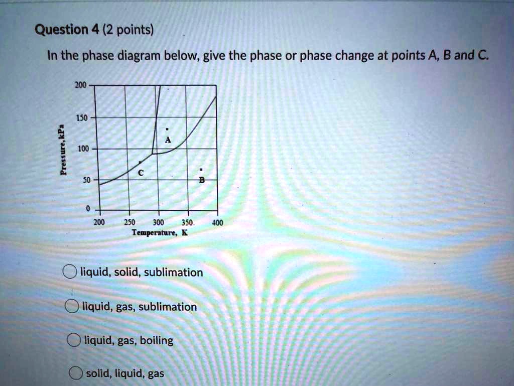 question 4 2 points in the phase diagram below give the phase or phase ...