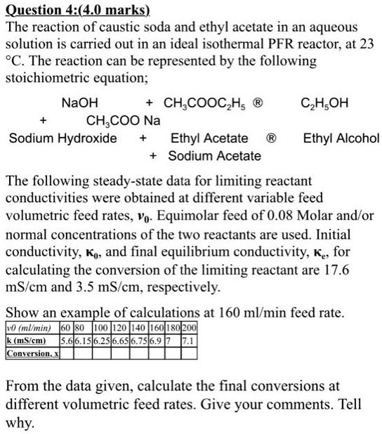 SOLVED Question 4E (ALmarks) The reaction of caustic soda and ethyl