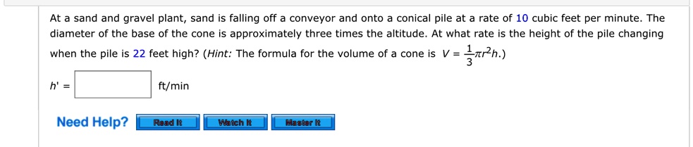 SOLVED: At a sand and gravel plant, sand is falling off a conveyor and ...