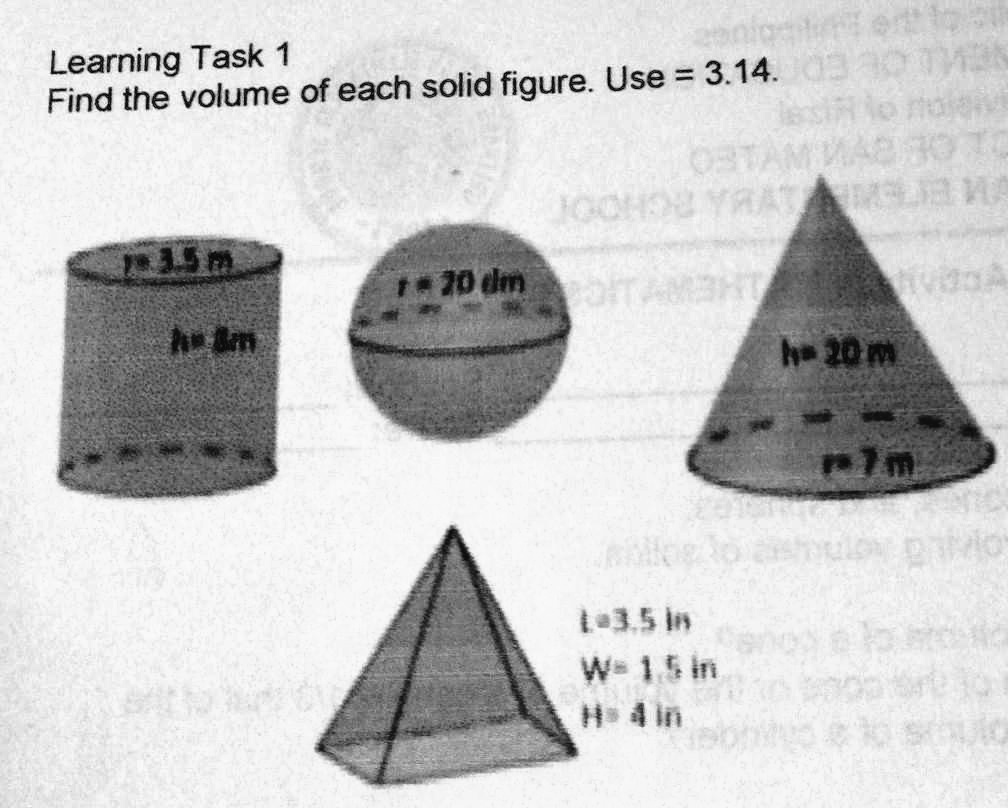 find the volume of each solid figure use